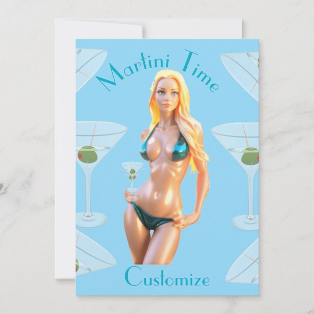 Martini time Bikini Babe Thunder_Cove  Inbjudningar (Framsida)
