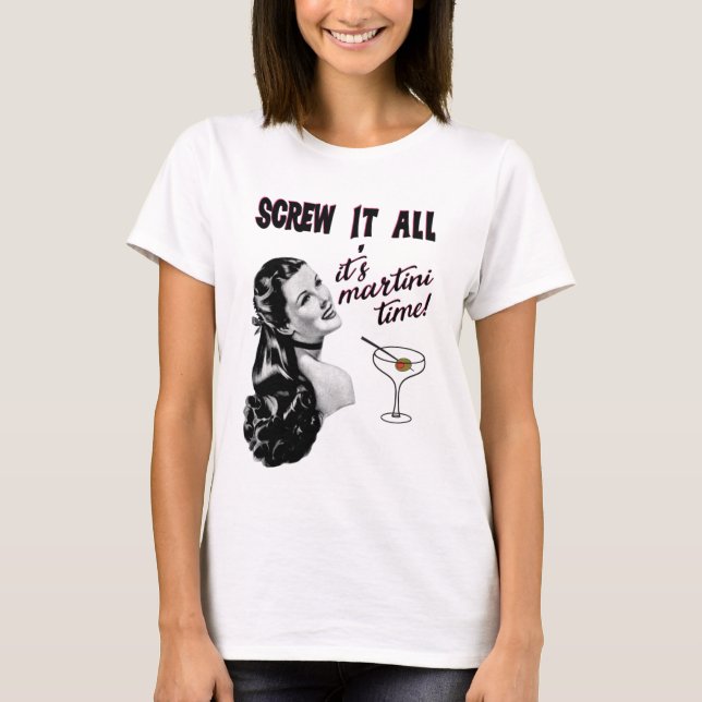 Martini Time (svart) T Shirt (Framsida)