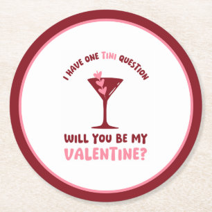 Martini Valentine Chic & Trendig Galentines Day Underlägg Papper Rund