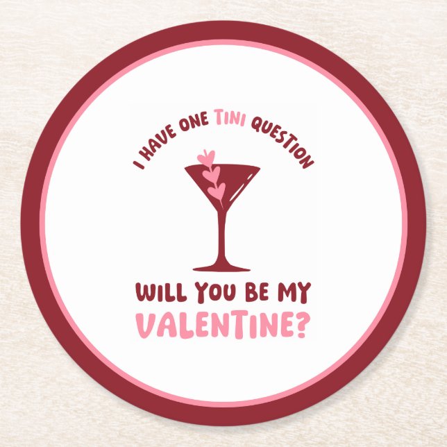 Martini Valentine Chic & Trendig Galentines Day Underlägg Papper Rund (Framsidan)