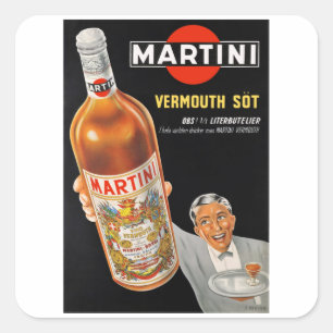 Martini - Vintage Vino Vermouth Fyrkantigt Klistermärke