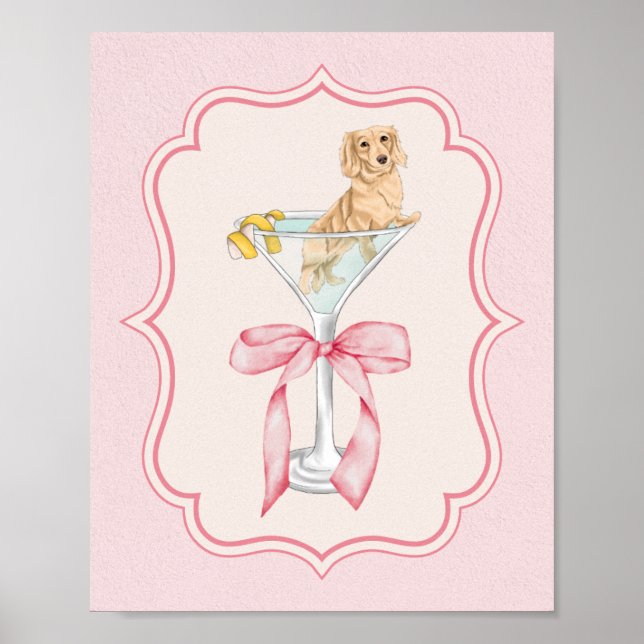 Martini Weenie Coquette Dachshund Watercolor Poster (Framsidan)