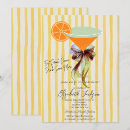 Martini Yellow Stripes Bow Bridal Shower  Inbjudningar