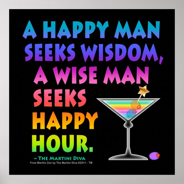 MARTINI ZEN KONST: Vis man söker Happy Hour Affisc Poster (Framsidan)