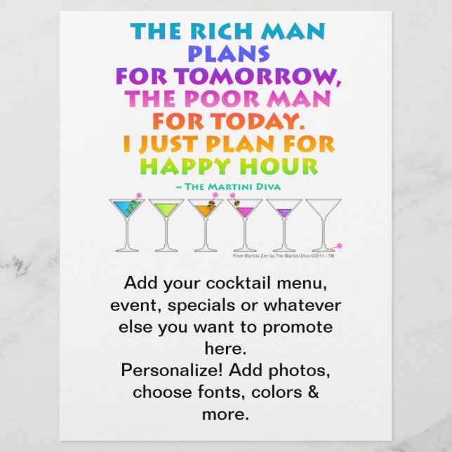 MARTINI ZEN - Plan för Happy Hour Flyer (Framsidan)