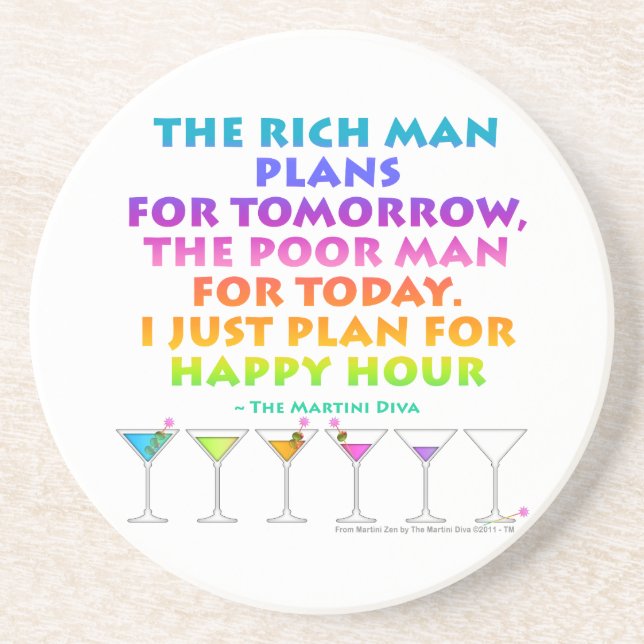 MARTINI ZEN - Plan för Happy Hour  Ölkopp Underlägg (Framsidan)