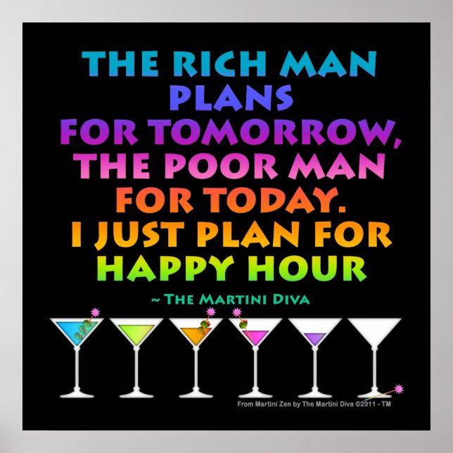 MARTINI ZEN - Plan for Lycklig Hour Poster, Skriv  Poster (Framsidan)