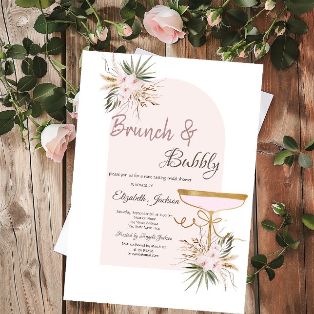 Martiniglas Boho Blommor Brunch & Bubbly Inbjudningar (Skapare uppladdad)