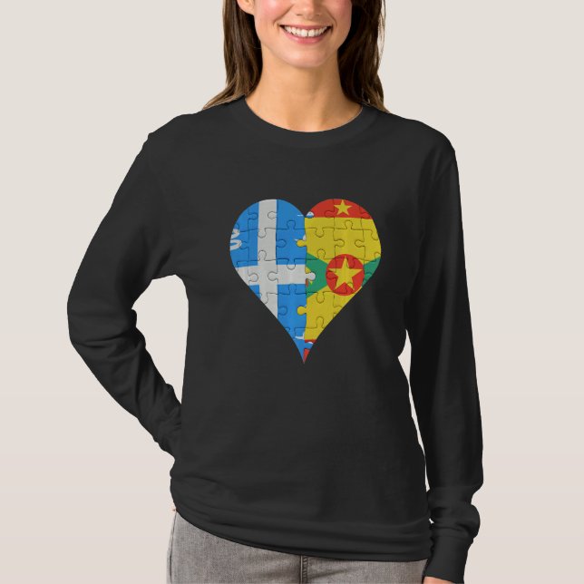 Martiniquais Grenadan Flagga Heart T Shirt (Framsida)