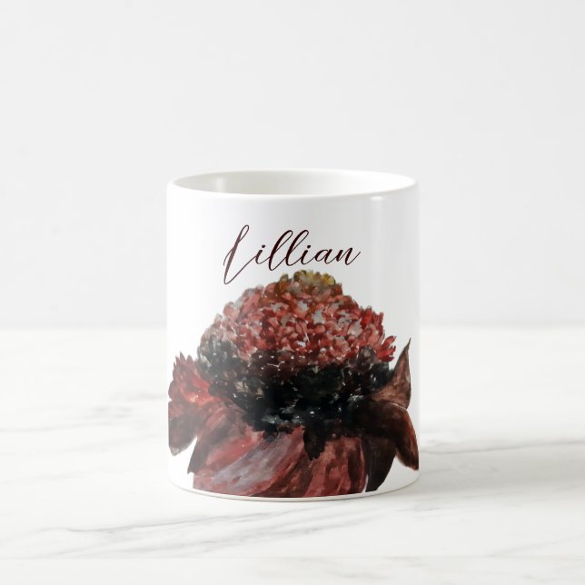 Martinique Carribbe Blommigt Monogrammed Namn Kaffemugg (Center)