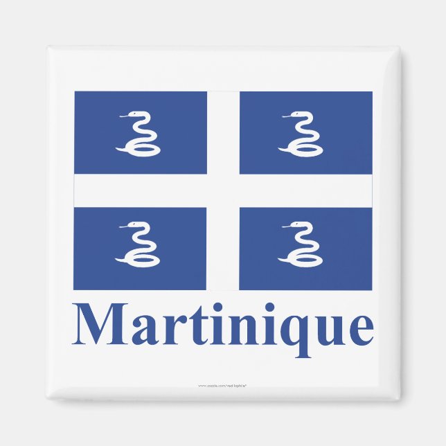 Martinique Flagga med Namn Magnet (Framsidan)
