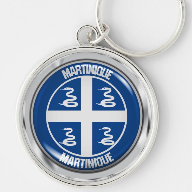 Martinique Round Emblem Rund Silverfärgad Nyckelring (Framsidan)