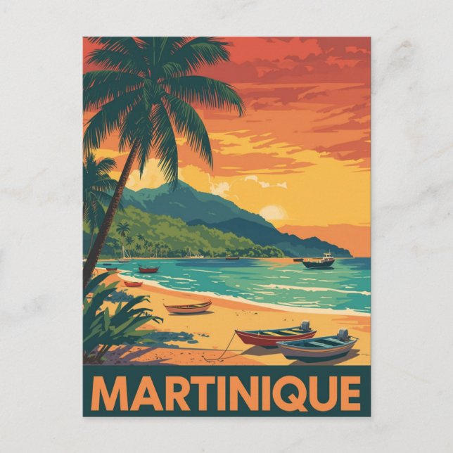 Martinique Vintage Strand Vykort (Framsida)