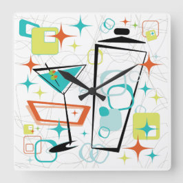 Martinis A Go-Go-klocka Fyrkantig Klocka