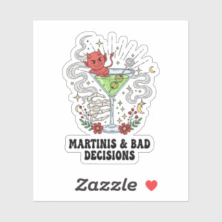 Martinis & Bad Decisions Djävul Cocktail Rolig Klistermärken