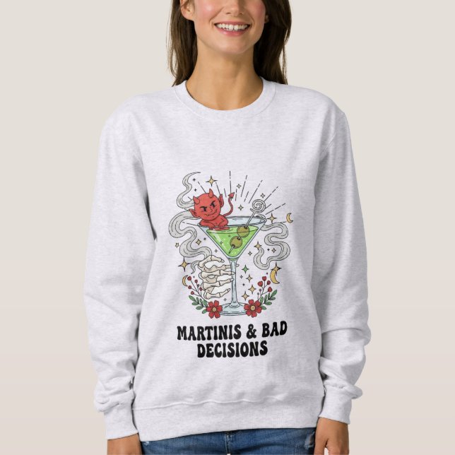 Martinis & Bad Decisions Djävul Cocktail Rolig  T Shirt (Framsida)