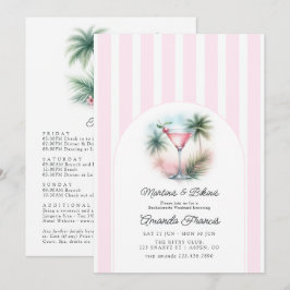 Martinis & Bikinis Tropisk Möhippa Helg Inbjudningar