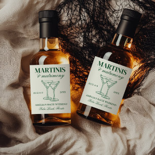 Martinis & Matrimony Bachelorette Helg Spritflaskor Etikett