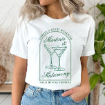 Martinis & Matrimony Bachelorette Party T Shirt<br><div class="desc">Den här designen har trendig med fet text med hand plockade-cocktails och ett grönt martini-tema.</div>