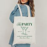 Martinis & Matrimony Bachelorette Party Tygkasse<br><div class="desc">Den här designen har trendig med fet text med hand plockade-cocktails och ett grönt martini-tema.</div>