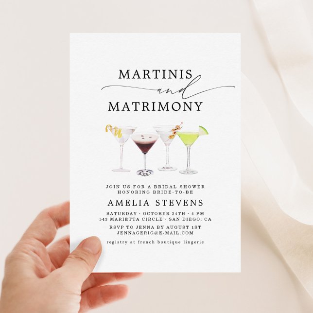 Martinis & Matrimony Inbjudningskort för möhippan (Skapare uppladdad)