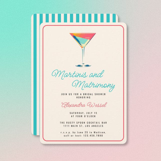 Martinis och Matrimony Cocktails Möhippa Inbjudningar (Skapare uppladdad)