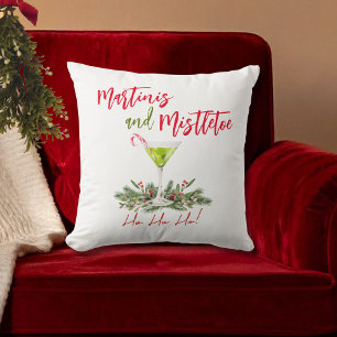 Martinis och Misteltoe Festiv Cocktail Högtid Kudde
