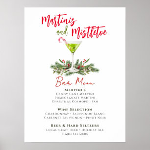 Martinis och Misteltoe Holiday Party Bar Meny Poster