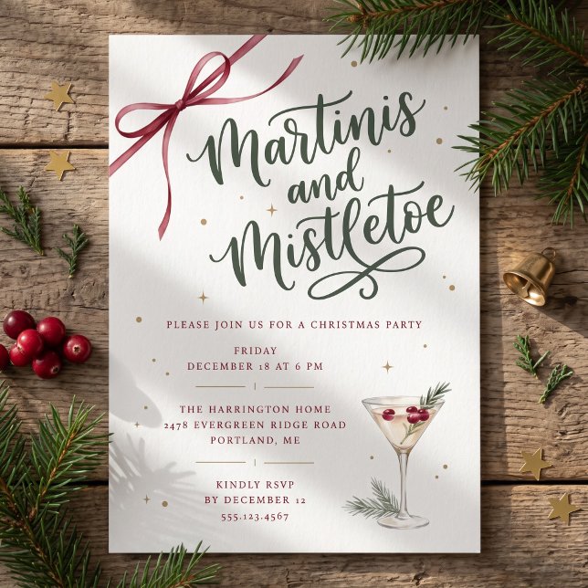 Martinis och Misteltoe Julfest Inbjudningar (Skapare uppladdad)