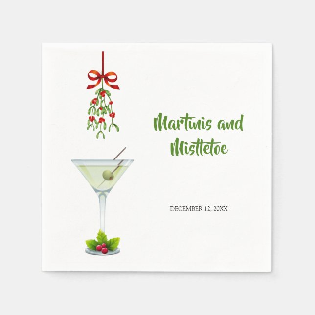 Martinis och Mistletoe jul Napkins Pappersservett (Framsidan)