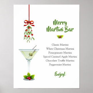 Martinis och Mistletoe jul Pub Poster