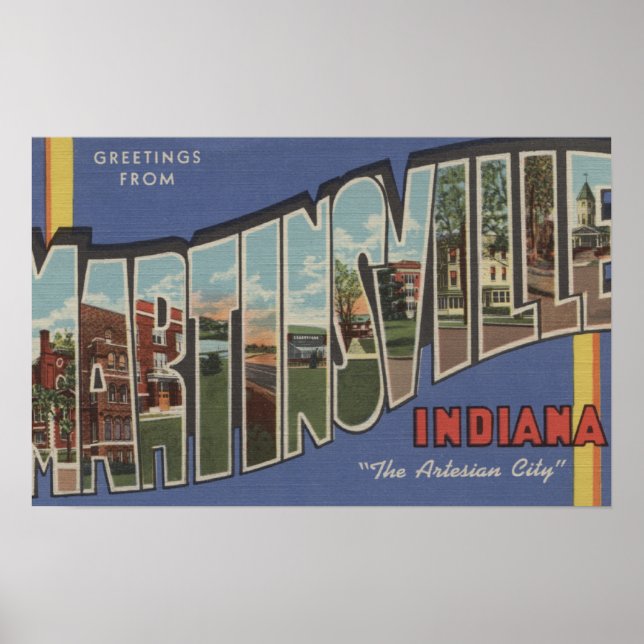 Martinsville, Indiana - Large Brev Scenes Poster (Framsidan)