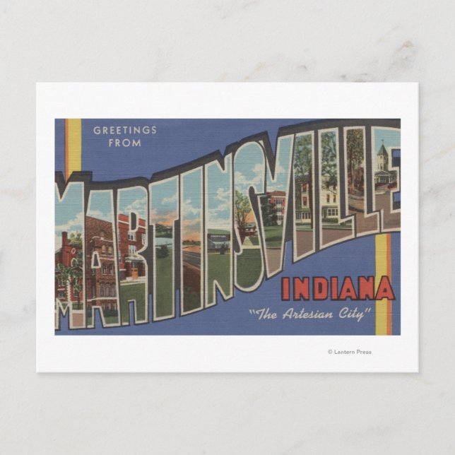 Martinsville, Indiana - Large Brev Scenes Vykort (Framsida)