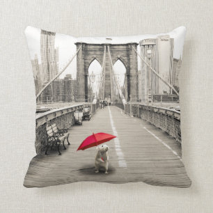 Marty Mouse i Brooklyn Bridge Pillow Kudde