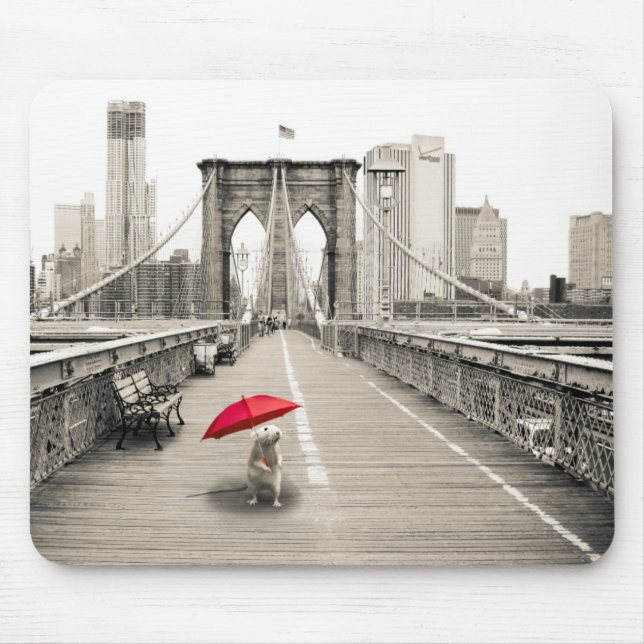 Marty Mouse på Brooklyn Bridge Mouse Pad Musmatta (Framsidan)