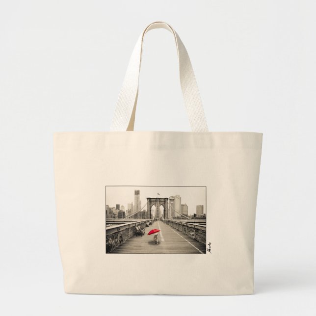 Marty Mouse på Brooklyn Bridge Tote Bag Jumbo Tygkasse (Framsidan)