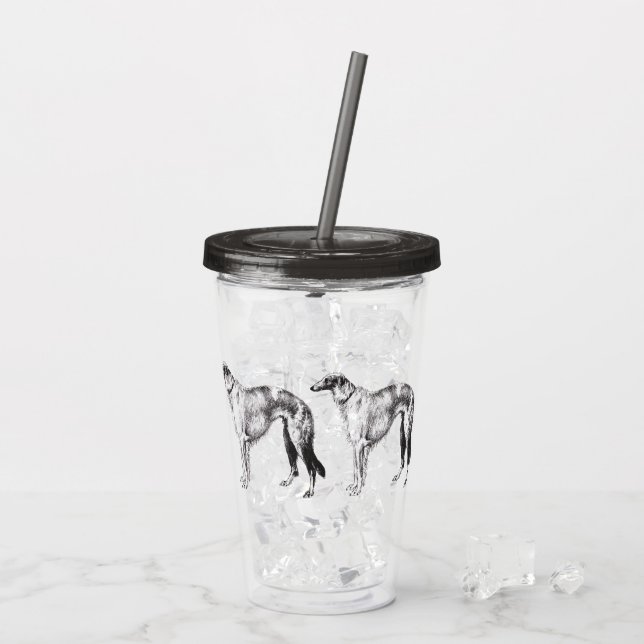 Martynow Borzoi Akryl Tumbler Take Away Mugg (Baksida Ice)