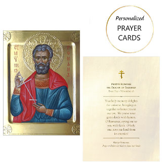 Martyr Romanus Deacon of Caesarea Prayer Card Placeringskort