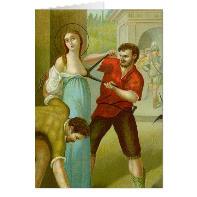 Martyrdom av St. Agatha (M 03) Blank Greeting Card Hälsningskort (Framsidan)