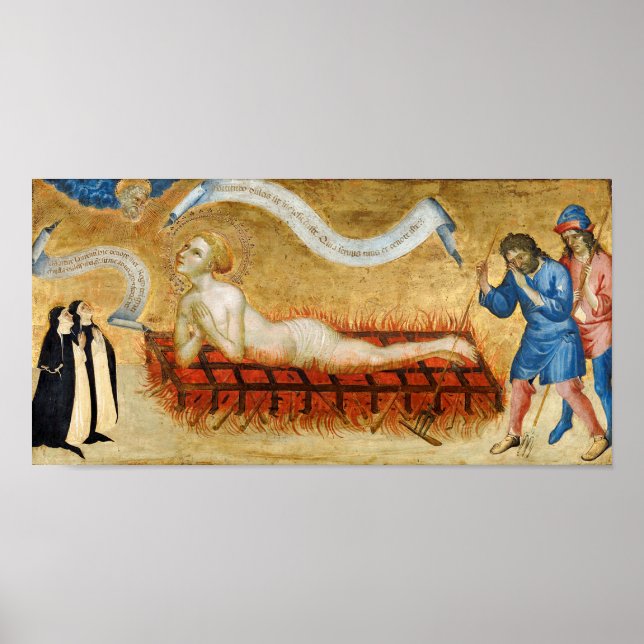 Martyrdom of St. Lawrence, med två nuns (M 022) Poster (Framsidan)