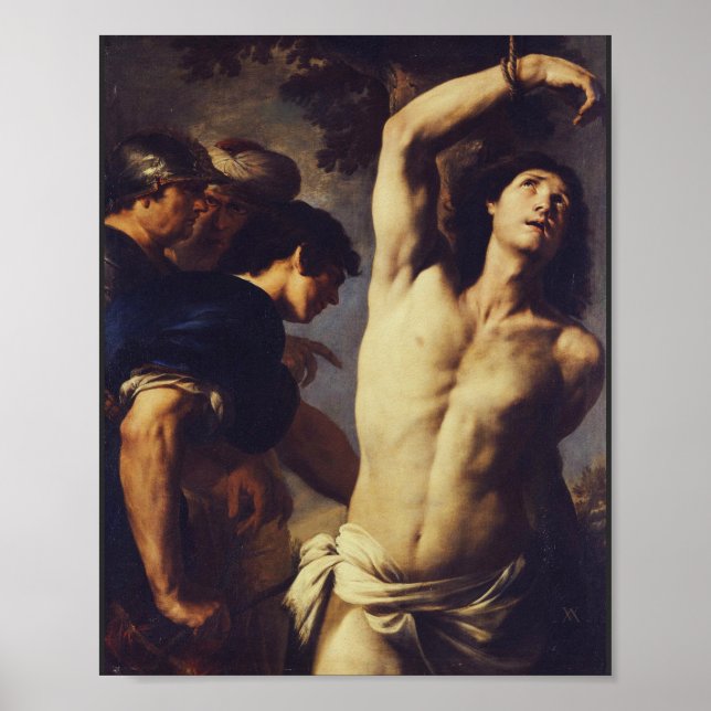 Martyrdom Saint Sebastian av Andrea Vaccaro Poster (Framsidan)