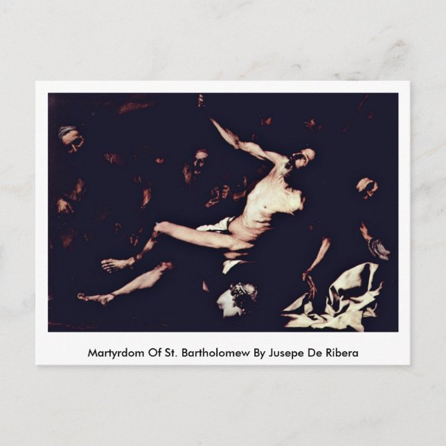 Martyrdomen St. Bartholomew av Jusepe de Ribera Vykort (Framsida)