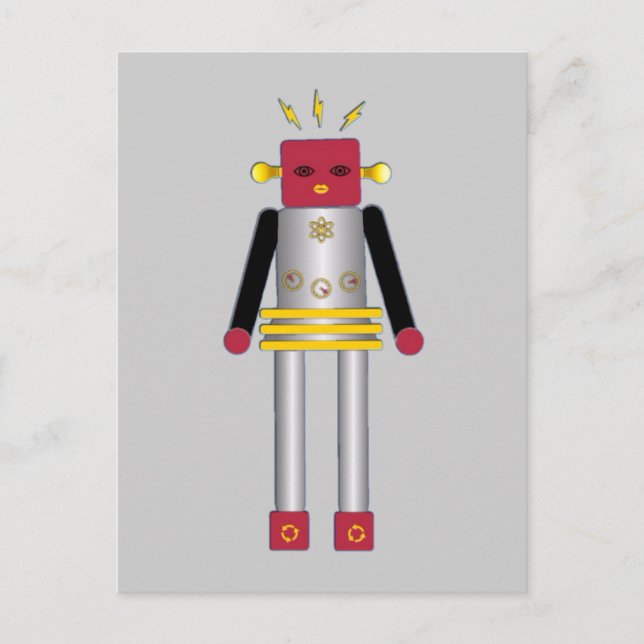 Martzkins Boy Robot Postcard © 2012 M. Martz Vykort (Framsida)