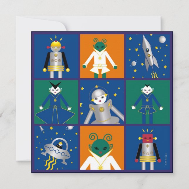 Martzkins i rymdenfödelsedagsfest inbjudan (Framsida)