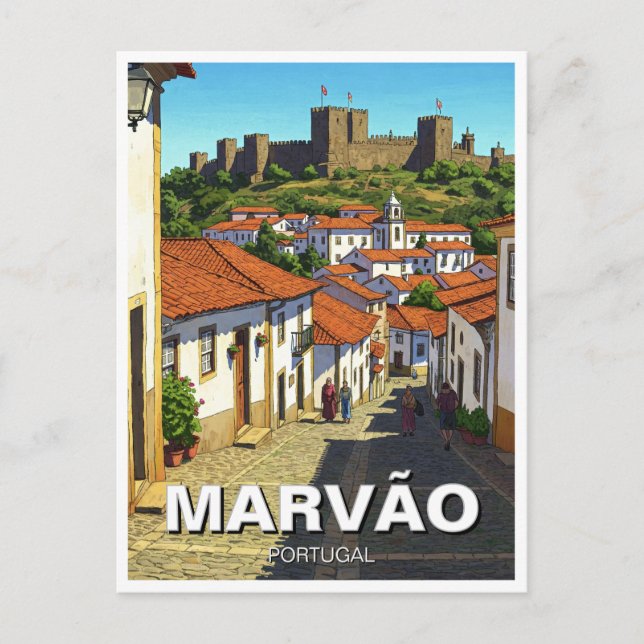 Marvao Portugal Travel Vykort (Framsida)