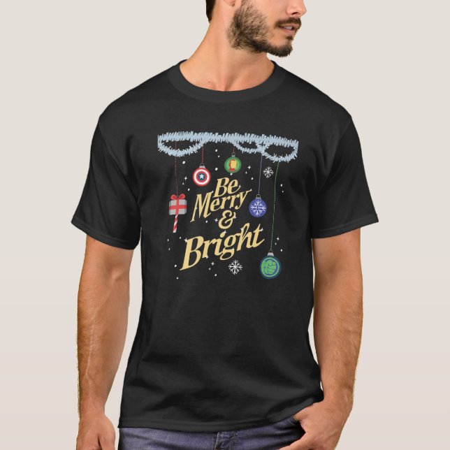 Marvel Avengers är Merry och Bright Helgdag Premiu T Shirt (Framsida)