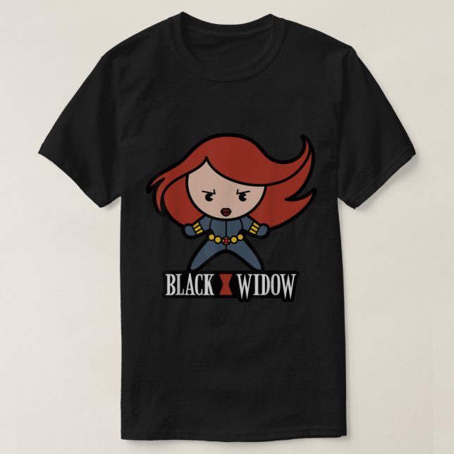 Marvel Black Widow Cute Kawaii Logotyp Stance Grap T Shirt (Design framsida)