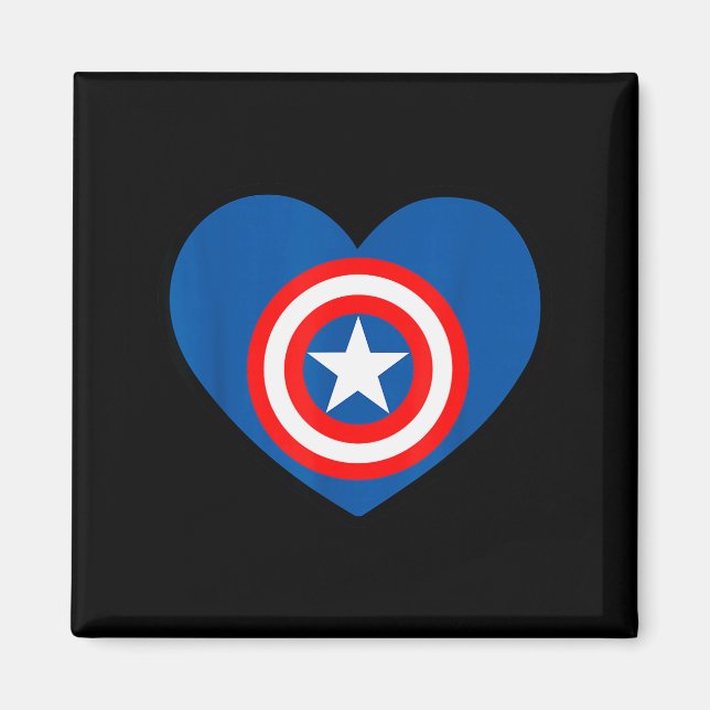 Marvel Captain America Avengers Hjärta Kärlek Vale Magnet (Framsidan)