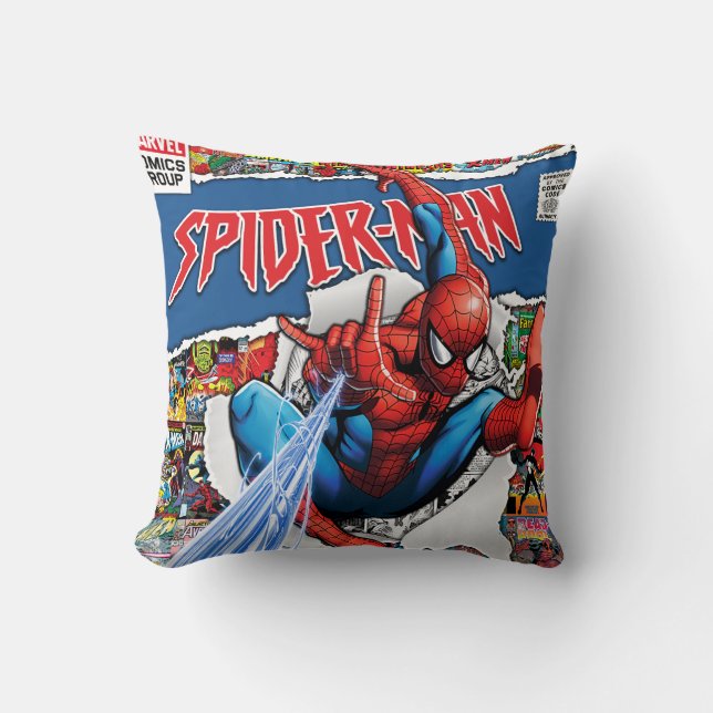 marvel comics  spider man Throw Pillow Kudde (Framsida)
