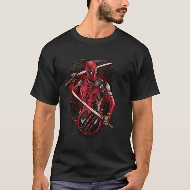 Marvel Deadpool & Wolverine Dubbla Katana Vignette T Shirt (Framsida)